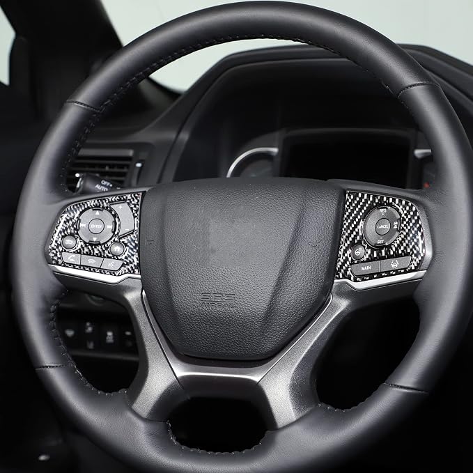 Direction Controller Button Cover, Car Steering Wheel Panel Protection Frame Sticker Trim for Honda Pilot 2016-2022/Passport 2019-2023, Carbon Fiber (Steering Wheel Button Frame)