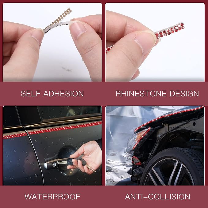 Kingdder 16.4 ft Bling Car Trim Self Adhesive Bling Car Accessories for Women Rhinestone Strip Glitter Diamond Sticker DIY Line Molding Dashboard Decal Shiny Auto Stuff for Interior Exterior Decor