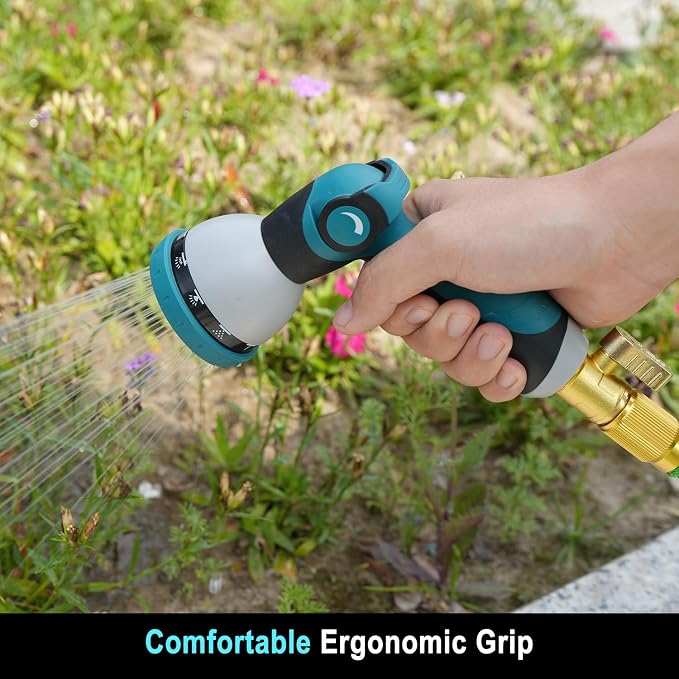 Besiter Hose Nozzle, Garden Hose Nozzle with 10 Spray Patterns, Thumb Control On Off Valve, Adjustable and Heavy Duty for Washing Car, Watering Plants, Washing Pets, and Home Use