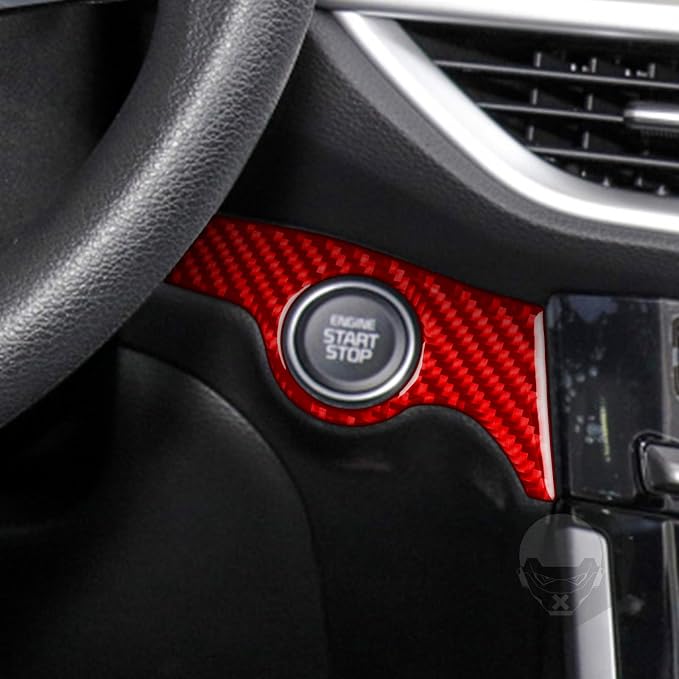 Red Real Carbon Fiber Trim for KIA Forte K3 Accessories | for 2019 2020 2021 2022 2023 2024 Engine Start Stop Sticker Interior Thick Overlay Decal