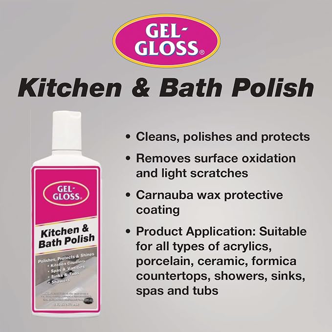 TR Industries Gel-Gloss Kitchen and Bath Cream Wax Polish, 8 Fluid Ounces -GG-8