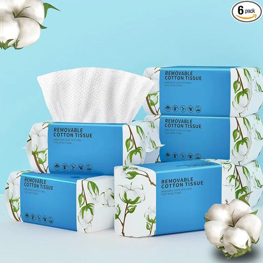 Disposable Face Towel 600 Count, Soft Cotton Clean Skin Face Towels, Dry Wipes Cotton Facial Towels Wash Cloths Tissue Thickened, Face Towelettes Disposable for Makeup Remover, Cleansing and Skincare