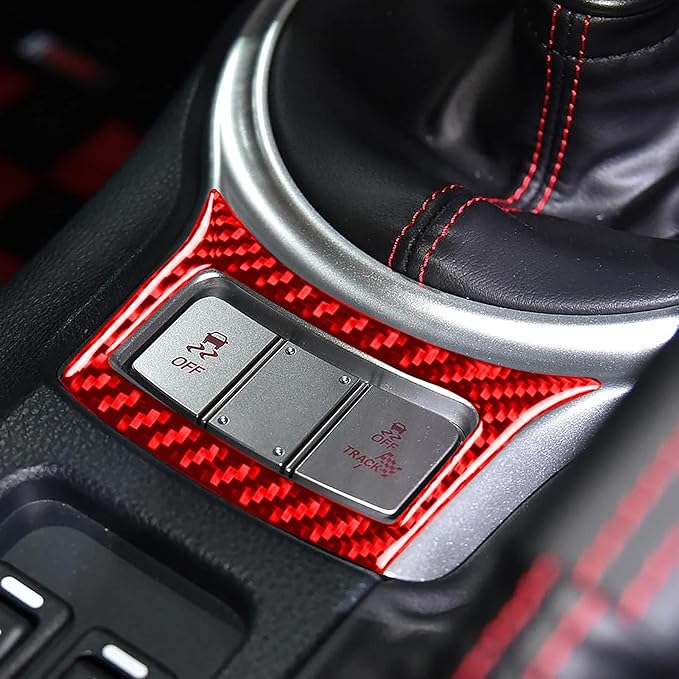 Car Red Accessories Drive Mode Select Button Decals Compatible with Subaru BRZ/Scion FR-S/Toyota 86 2016 2017 2018 2019 2020 Real Carbon Fiber Trim Stickers