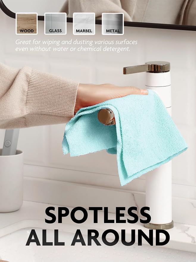 Fantasticlean Microfiber Cleaning Cloth Roll- 75 Sheets, 12" x 12" (Blue) | Super Absorbent, Lint-free, Tear-away Microfiber Towel Roll, for All-Purpose Cleaning, Reusable Alternative to Paper Towels