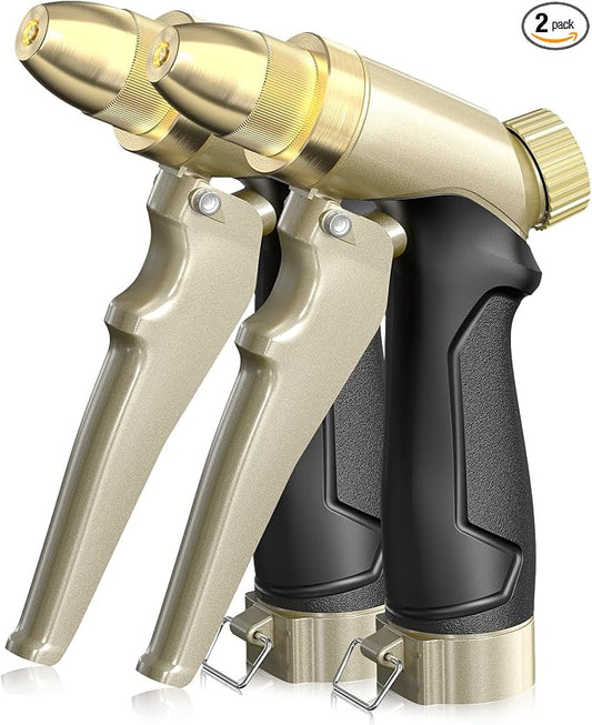 RAINPOINT Garden Hose Nozzle, 100% Heavy Duty Metal Hose Sprayer, High Pressure Water Hose Nozzle with Adjustable Spray Patterns and Flow Control for Watering Plants, Car Washing, Pet Washing, Gold