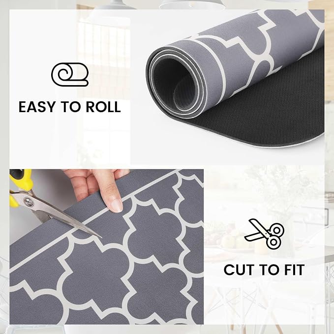 WISELIFE Dish Drying Mat Super Absorbent Drying Mat Large Dish Drying Mats for Kitchen Counter Easy Clean Dish Mat Kitchen Drying Mat18"x 36" Stylish Grey