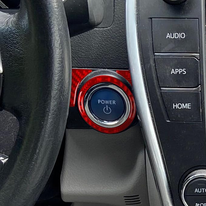 Real Carbon Fiber Trim for Toyota Camry Accessories | for 2012 2013 2014 Engine Start Stop Panel Ignition Control Lower Panel Interior Thick Overlay Decal 3PCs