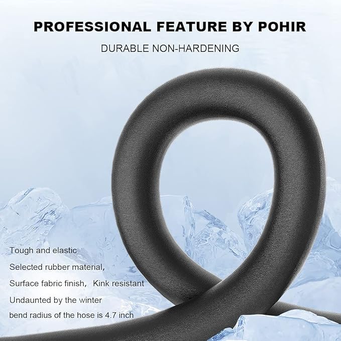 Pressure Washer Hose 50 ft with 3/8 Inch Quick Connect, Kink Resistant High Tensile Wire Braided,with 2 pcs M22 14mm Adapter Set, 4200 PSI Power Washer Hose | POHIR 2pcs 3/8'' QC to M22 14mm Adapters, 4200PSI Power Washing Hose 1/4’’ ID, No-Kink&No-Bur...