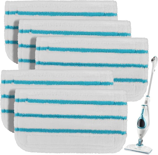 Steam Mop Pads Compatible with Black+Decker Steam Mop SM1600, SM1610, SM1620, HSM13E1, HSMC1300FX, HSMC1321, HSMC1361SG SMP20 - Washable Pads Replacement for Floor Cleaning - 5Pack