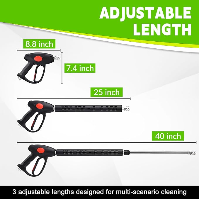 M MINGLE Pressure Washer Hose and Gun Kit, 25FT Power Wash Hose with 5 Tips | M22-14mm Fitting, Replacement for Ryobi, Simpson, Craftsman, Ideal for Car, Driveway, Patio & Household Deep Washing