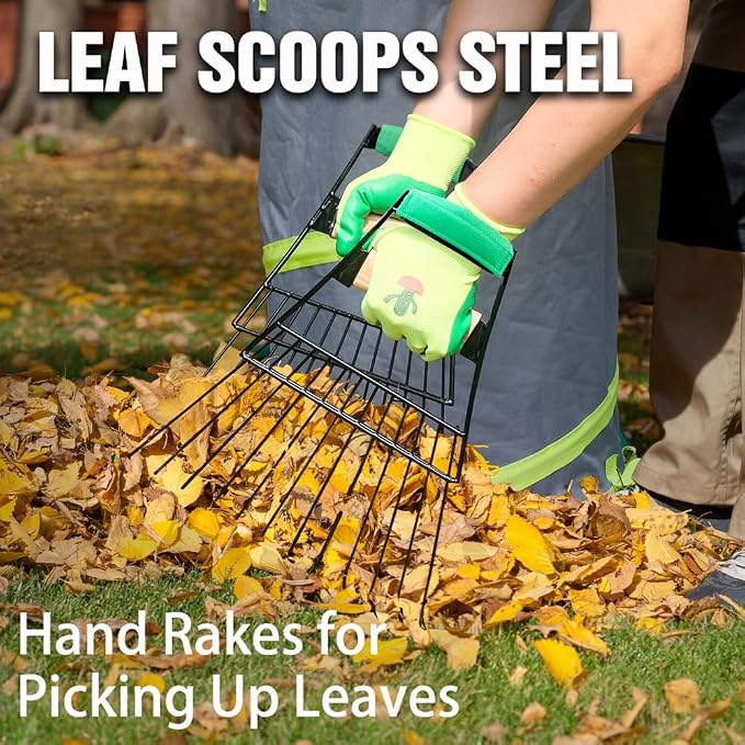 Altdorff Steel Leaf Scoops, Hand Rakes for Picking Up Leaves, Sturdy Garden Large Leaf Grabber Leaf Rake for Picking up Leaves, Collect Garbage and More