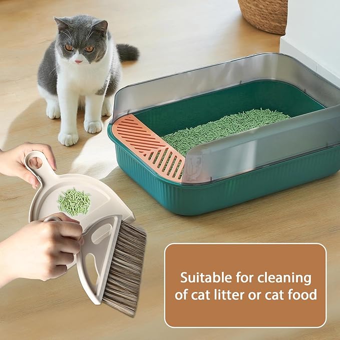 Mini Broom and Small Dustpan Brush - Hand Broom and Dustpan Set, Mini Dust pan and Brush Set, Small Dust pan for Cat Litter, Kitchen, Tables, Countertops, Cars, etc.