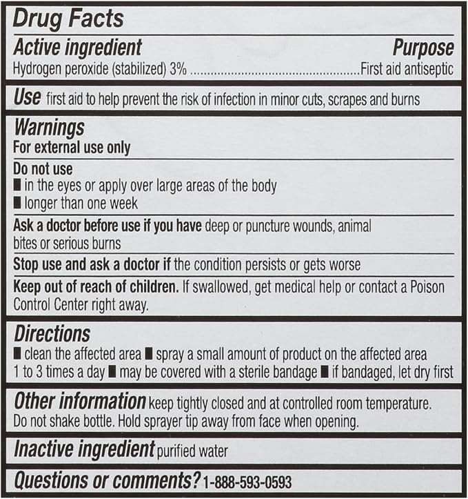 Leader Hydrogen Peroxide 3% Topical Solution, First Aid Antiseptic, Multi-Purpose Cleaner, Gentle & Effective Spray for Home, Cuts, and Scrapes, Easy-to-Use, 8 Fl Oz Spray Bottle (2 Pack)