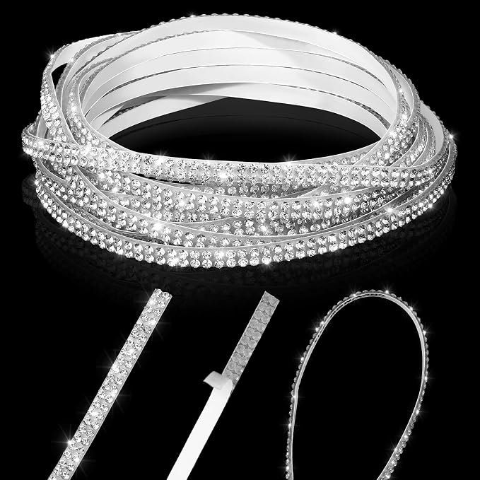 Kingdder 32.8 ft Bling Car Trim Self Adhesive Bling Car Accessories for Women Rhinestone Strip Glitter Diamond Sticker DIY Line Molding Dashboard Decal Shiny Auto Stuff for Interior Exterior Decor