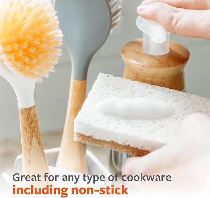 Full Circle Natural Scrubber Sponge Duo Set, Plant-Based Scrubber Sponges – Pack of 6 – 3 Walnut & 3 Coconut – Powerful Natural Sponges Made with Plants & Recycled Materials, Safe for Nonstick