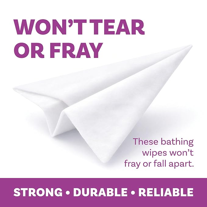 Extra Large Bath Wipes for Adults Bathing No Rinse - 80 Ultra Thick Disposable Body Cleansing Wipes for Men, Women & Elderly - Great for Gym, Camping, Post Surgery - Lavender