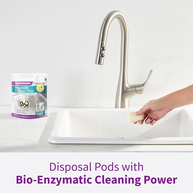 Rejuvenate Disposal Cleaner Pods, 6 Count, Lemon Scented Disposal And Pipe Cleaner Pods With Bio-Enzymatic Formula Help Break Down Leftover Food Waste And Remove Odors For A Clean, Fresh Disposal