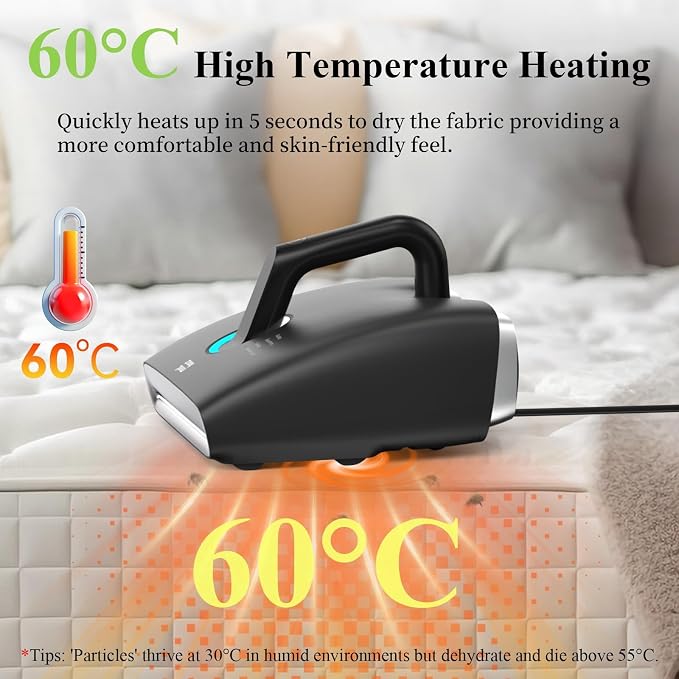 Minthouz Mattress Vacuum Cleaner 6-in-1 Bed Vacuum with 15Kpa Suction 450W & 120000 RPM/Min Dual Brushroll Rotation Handheld Vacuum Widened Suction Port, Corded