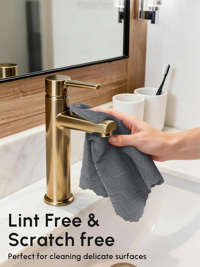Microfiber Cleaning Cloths Roll, 75 Pack Tear Away Microfiber Towels Roll, 12" x 12" Lint Free Rags, Reusable Cleaning Cloths,Washable,Scratch Free,Ultra Absorbent Dish Rags(Dark Grey Ripple)