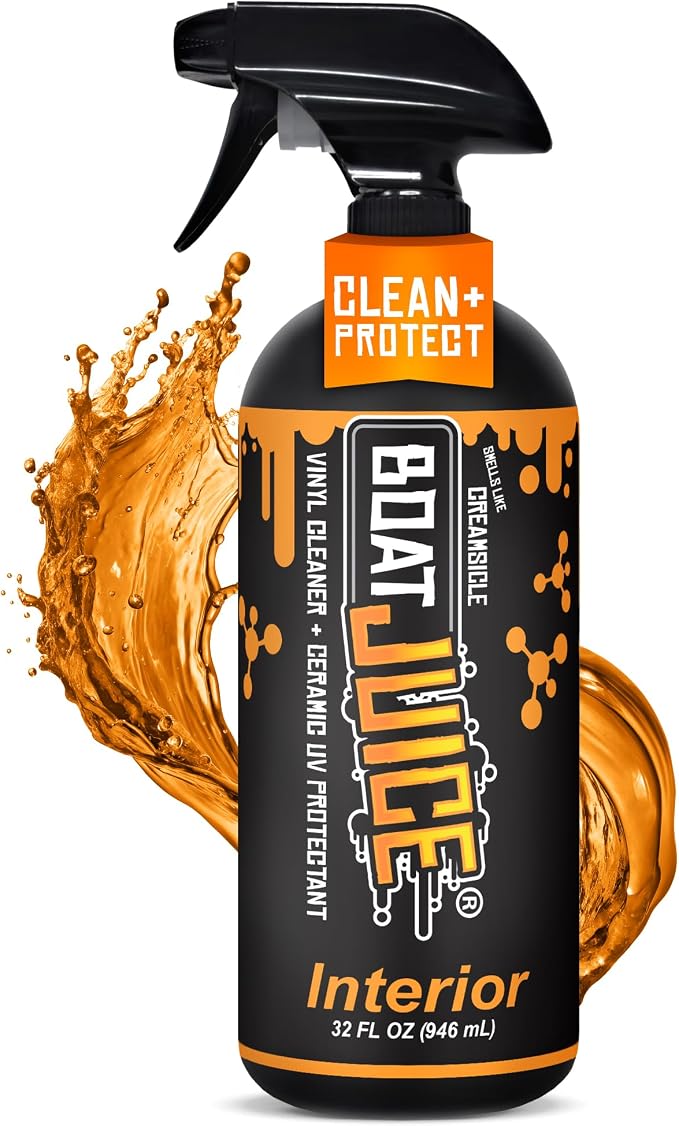 Boat Juice Interior 2-in-1 Vinyl Boat Seat Cleaner & Ceramic UV Protectant Spray | Marine Interior Detailing | Upholstery, Carpet & Plastic | Orange Creamsicle Scent | Made in USA