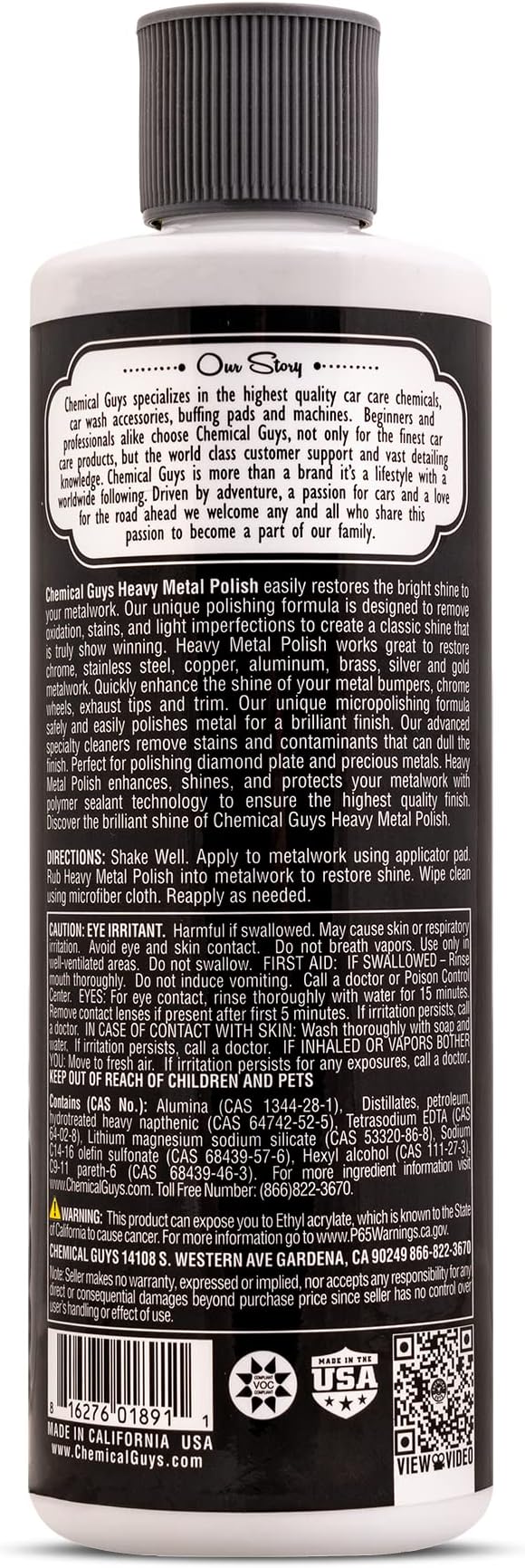 Chemical Guys, Heavy Metal Polish for Chrome, Aluminum & Stainless, 16 oz