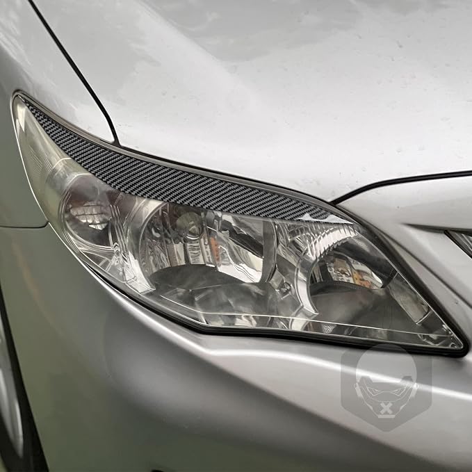 Headlight Eyebrow Trim for Toyota Corolla 2009-2013 Accessories Black | Soft Carbon Fiber | Upgrades for Car | Only for Left-Hand Drive | Anti-Scratch | Sporty Style