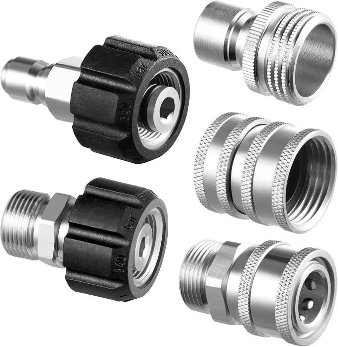 Twinkle Star Pressure Washer Adapter Set, Stainless Steel, 9 Sets | Quick Disconnect Kit, M22 14mm Quick Connect Swivel to 3/8" Fittings, 3/4" to Quick Release