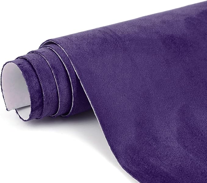 Premium Purple Suede Fabric Wrap - 17x70 inch Suede Wrap for Car Interior - Self-Adhesive Microfiber and Synthetic Leather, Stretchable Interior Film for Car and Home Decor