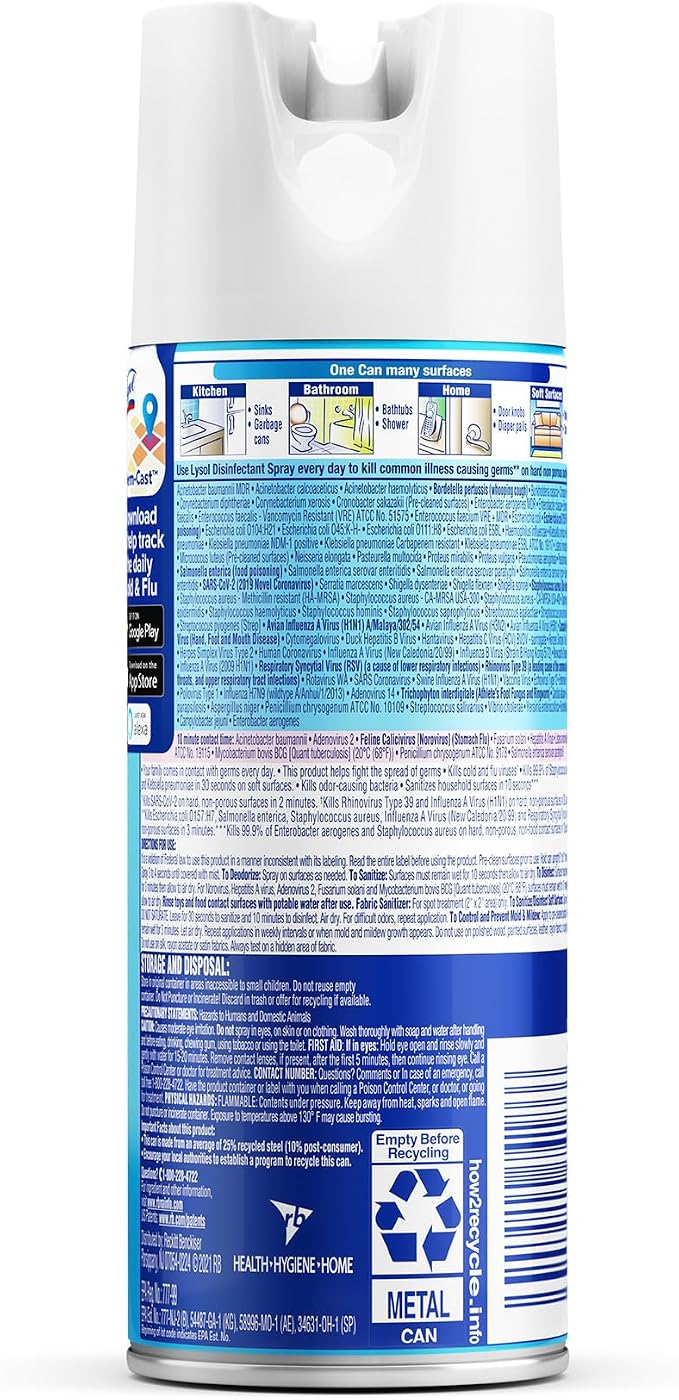 Lysol Disinfectant Spray, Sanitizing and Antibacterial Spray, For Disinfecting and Deodorizing, Crisp Linen, 12.5 Fl. Oz (Pack of 12)
