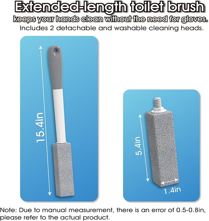 4 Pack Pumice Stone Toilet Bowl Cleaner Long Handle Replaceable Heads