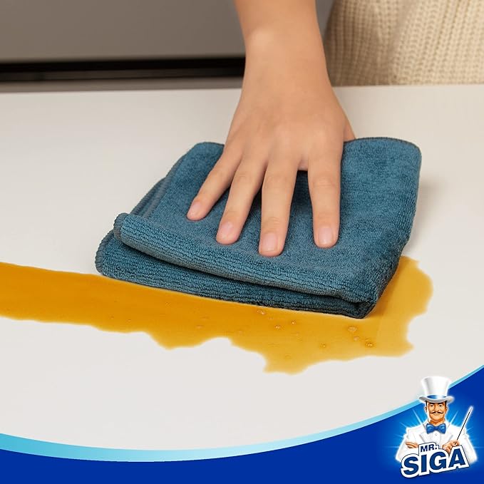 MR.SIGA Microfiber Cleaning Cloths, Streak Free Microfiber Towels, 12 Pack | All-purpose microfiber cloths, ultra absorbent, reusable household cleaning towels, Light Teal, 32 x 32 cm(12.6 x 12.6 inch)