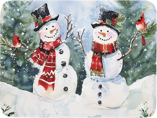 Winter Dish Drying Mat 18 x 24 Inch Xmas Snowman Pattern Dish Drying Pad Absorbent Microfiber Mats for Christmas Dish Rack Pad for Kitchen Counter Coffee Bar Decor