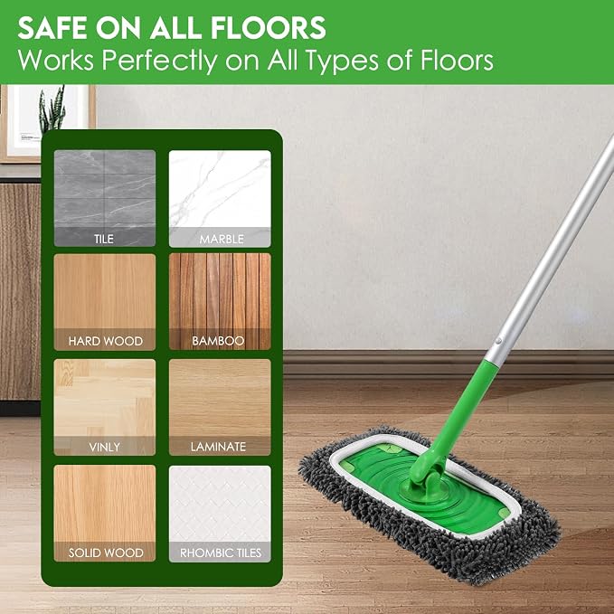 Reusable Wet Pads Refill Compatible with Swiffer Sweeper Mop | Dry Sweeping Cloths & Wet Mopping Cloths for Household Cleaning, Washable Microfiber Mop Pads, 4 Pack (Mop is not Included)