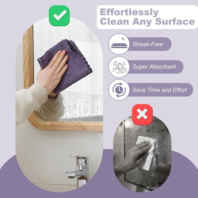Jessy Home 2 Roll Reusable Paper Towels,100 Sheets Tear Away Microfiber Cleaning Cloth, Lint Free Cleaning Rags for Kitchen, Dishcloth,Household Cleaning Supplies