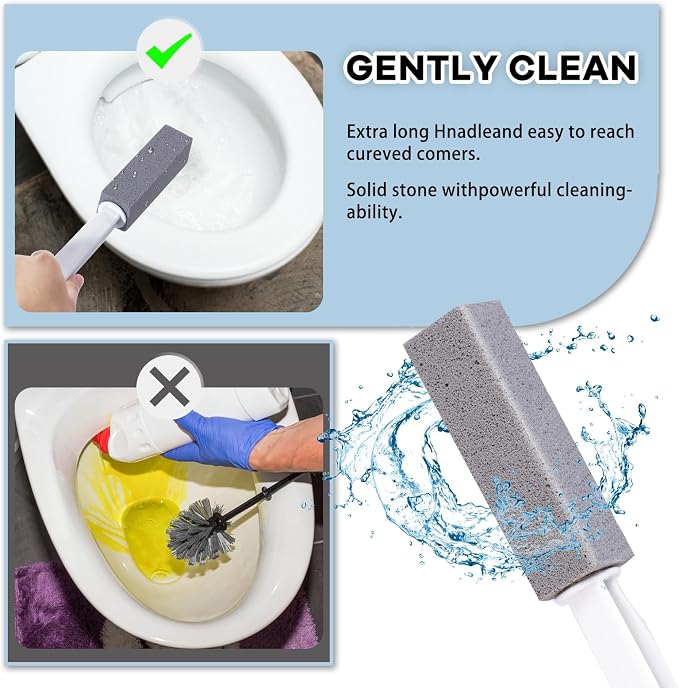 ARZQUT 2 Packs Pumice Cleaning Stone with Extra Long Handle, Pumice Stone for Toilet Bowl Cleaning for Cleaning Toilets, Bathtubs, Grills, Swimming Pools, Sinks