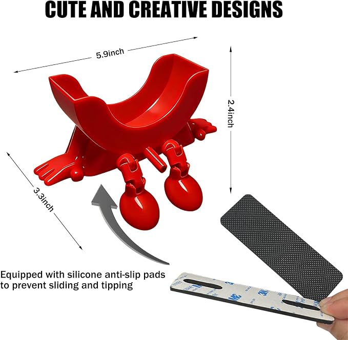 Cute Hanging Sponge Holder with Drainage,3D Printed Kitchen Funny Sponge Stand for Sink,with non-slip pads,Suitable for Scrub Daddy Holder,Keeps Your Sponge Dry Smiling (Red)