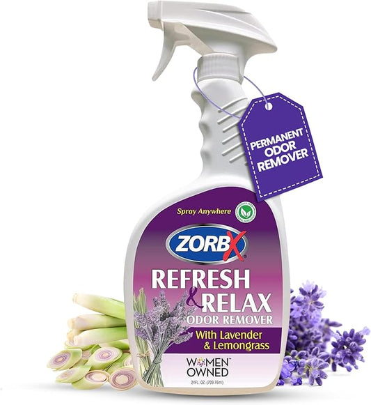ZORBX Lavender & Lemongrass Spray, 24 Oz - All-Purpose Deodorizer, Refreshes Fabric, Removes Strong Odors, Perfect for Home, Car, Gym, Laundry | All-Purpose Air Freshener/Deodorizer & Fabric Spray for Home, Car, Gym, Laundry, Shoes & Carpet Deodorizing
