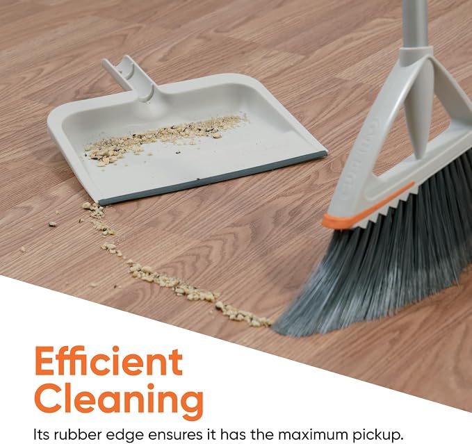 Superio Clip-On Dustpan with Rubber Lip - 10-inch Wide Durable Plastic Dust Pan with Comfort Grip Handle, White, 3-Pack