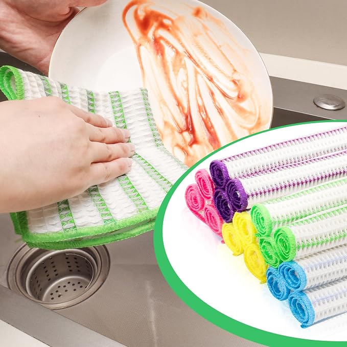 Forggon Wood Fiber Cleaning Cloth-15pcs, Super Absorbent Cleaning Cloth, No Oil Stains, Household No Stripe Cleaning Cloth for Car Kitchen Household, Multifunctional Cleaning Towel, Size:11.5x11.5in