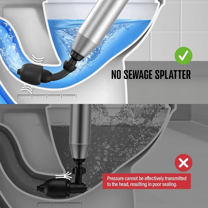 POPULO Electric Toilet Plunger, Air Powered Toilet Clog Remover, Heavy Duty Power Plunger, High Pressure Drain Unclogger for Household Toilets, Electric Drain Clog Remover with Built-in Air Pump