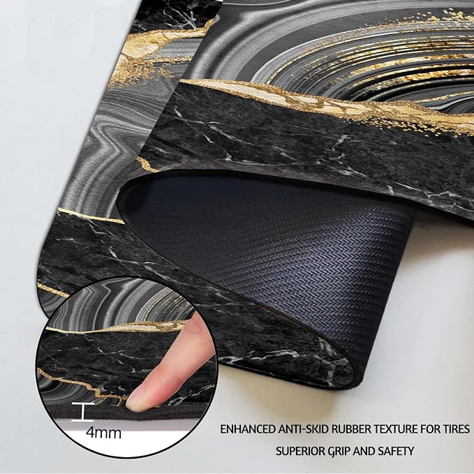 MCALK Marble Black Dish Drying Mat for Kitchen Counter, Gold Dish Drying Pad with Anti-Slip Rubber Base, Absorbent Kitchen Sink Mat with Modern Art Decor (1 pc 18" x 16")