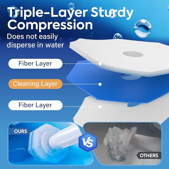 100 Pcs Disposable Toilet Cleaner Refill Pads, Universal Toilet Bowl Brush Replacement Heads, Durable Deep Cleaning Refills, Fresh Scent Bathroom Cleaning Supplies