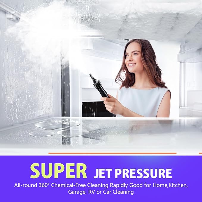 Handheld Steam Cleaner, Chemical-Free Pressurized Steamer for Home Cleaning with 10 Accessories, High Temp Steam Cleaner, 380ML Tank, 9.8FT Cord for Bathroom, Kitchen, Grout, Tile, Window&Car