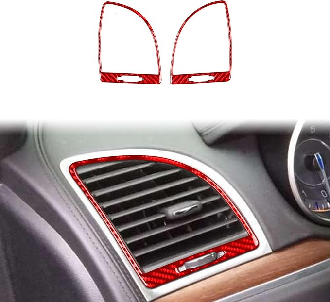 Fit for Chrysler 300 2011-2023 Air Vent Trim Red Carbon Fiber Decals | Accessories, for / 300C / 300S / Limited/Touring/Base, Anti-scratch, Dashboard Side Air Vent Surround, Interior Cover