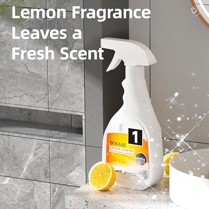 Lemon Bathroom & Shower Cleaner, Effective Daily Maintenance, Dual Foam & Spray Nozzle, All-Purpose for Tub, Faucet, Toilet, Tile, Sink, Glass & Wall(17.64 fl oz x3 Bottle)