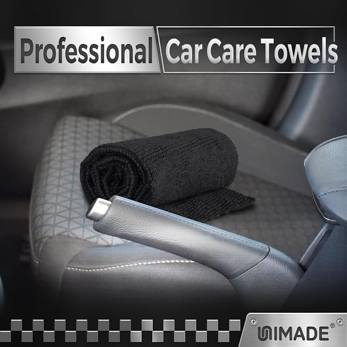 UNIMADE Microfiber Cleaning Cloth, 400 Pack Microfiber Towels for Cars Commercial Grade Work Rags Bulk Detailing Cloth for Automotive Bar Mechanic Restaurant Garage Housekeeping, 11.5"x 11.5", Black