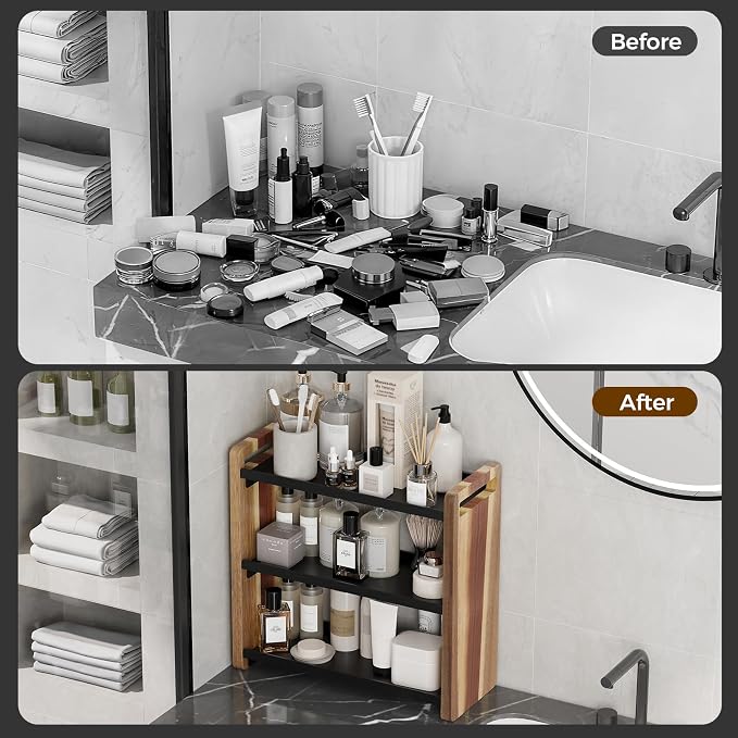 Bathroom Counter Organizer,Bathroom Counter Shelf,Bathroom Organizers,Organizers and Storage,Under Sink Organizer,Cologne Organizer For Men,Cologne Cabinet,Vanity Shelf(Acacia 3 Tier)