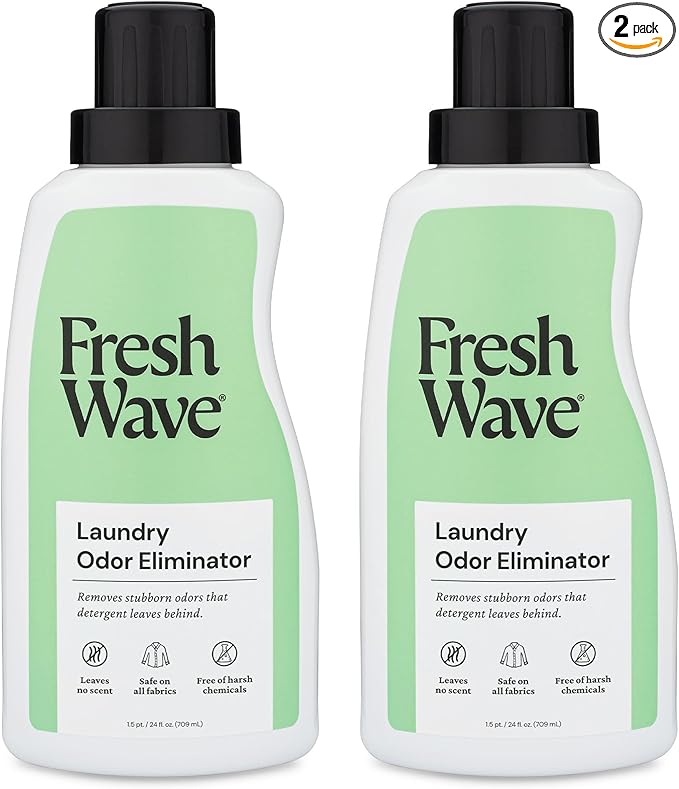 Fresh Wave Laundry Booster Scent and Odor Eliminator, 24 oz, 2-Pack | Plant-based formula, No phthalates or harsh chemicals, Fabric deodorizer for pet bedding and activewear, Use in wash or rinse
