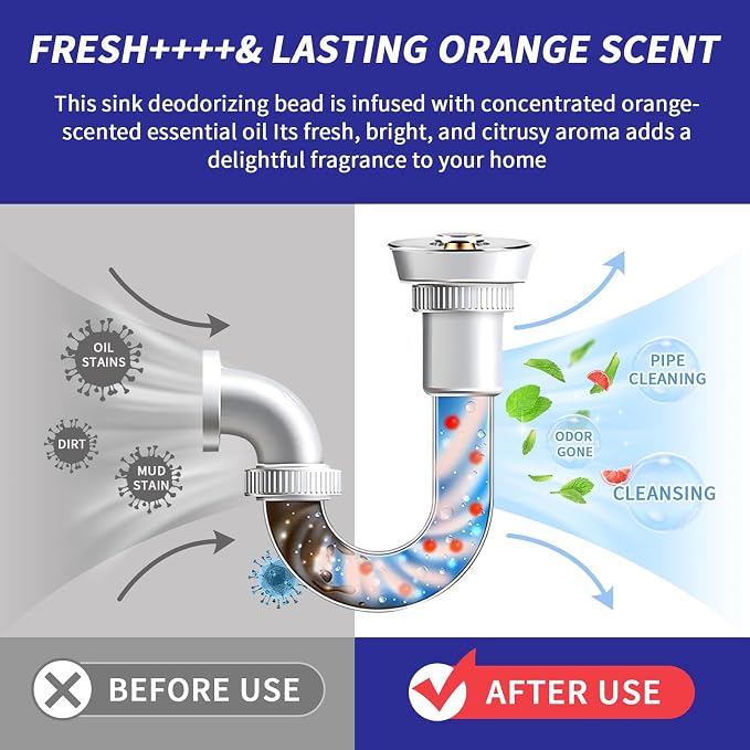 50 Count Garbage Disposal Cleaner and Deodorizer – Sink Odor Eliminator, New Powerful Grapefruit Zest Scented Kitchen Sink Freshener Pods& Drain Odor Eliminator Disposer Care Balls
