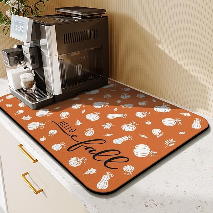 Fun Coffee Mat 23inx15in,Coffee Bar Mat for Countertops,Absorbent Hide Stain Anti-Slip Coffee Bar Accessories Fit Under Coffee Machine Mat,dish Drying Mats for Kitchen